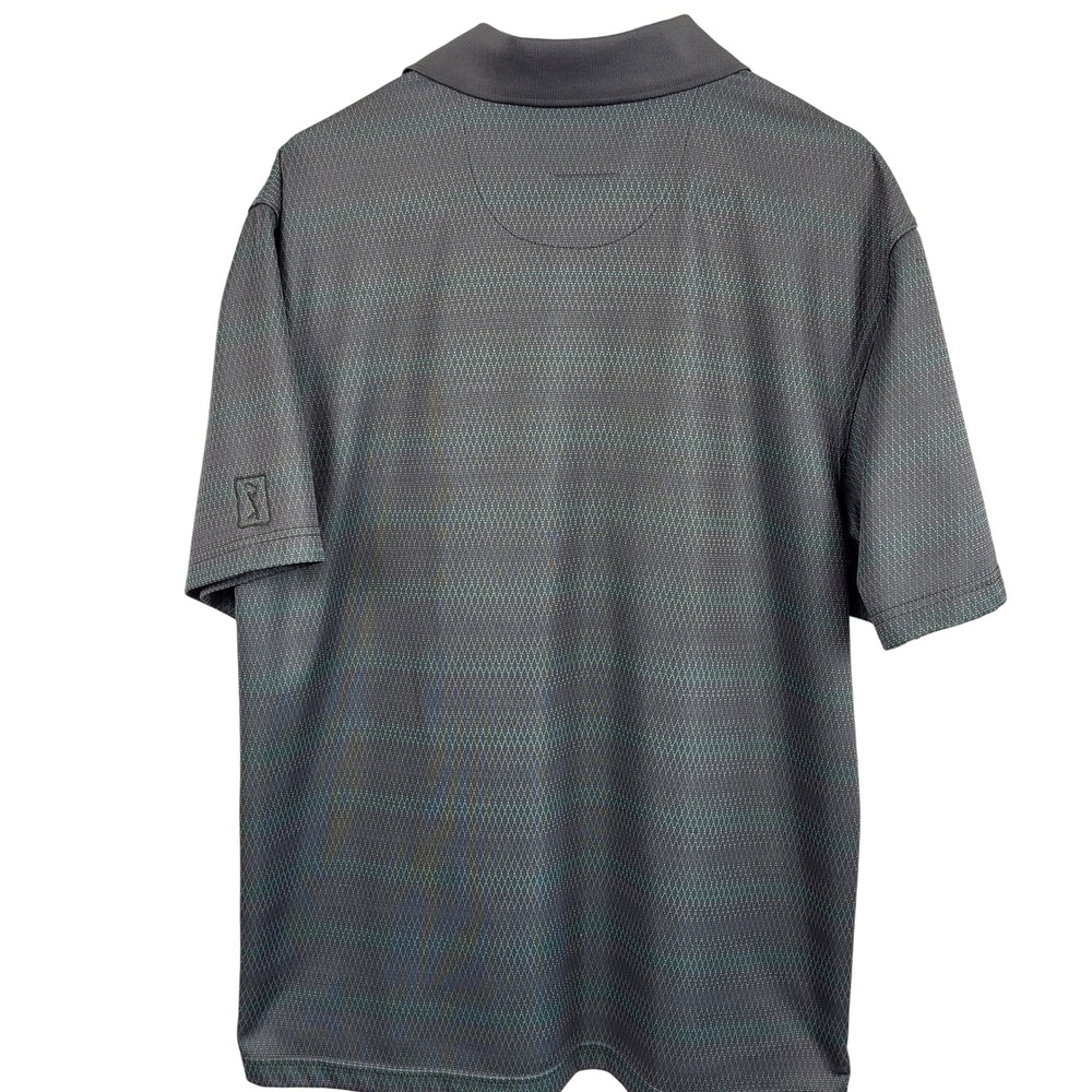 PGA Tour Golf Polo Shirt Mens Large Gray Green Pattern Performance Short Sleeve - Picture 6 of 6